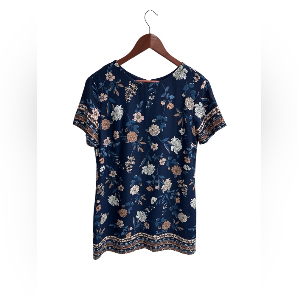 Lulus Dress Mini Shift Floral Size Med Navy Blue
